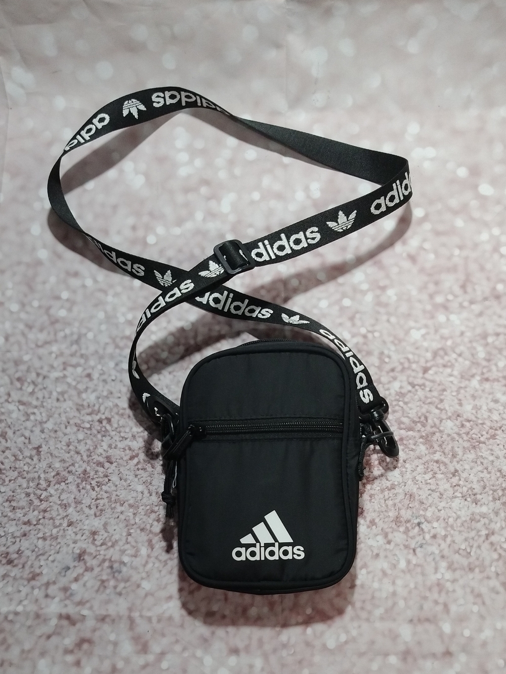 adidas Black Mini Crossbody Pouch with Logo Strap